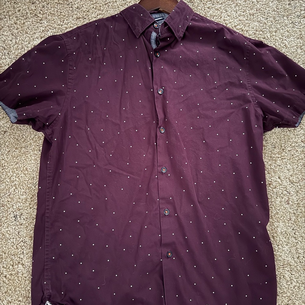 Denim & Flower Red Casual Button Down Shirt